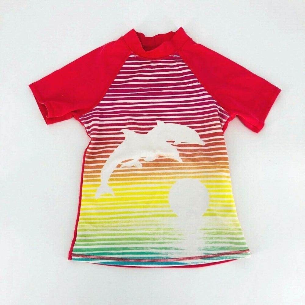 Land’s End Swim Top Shirt Small 7 8 Kids Rash Guar